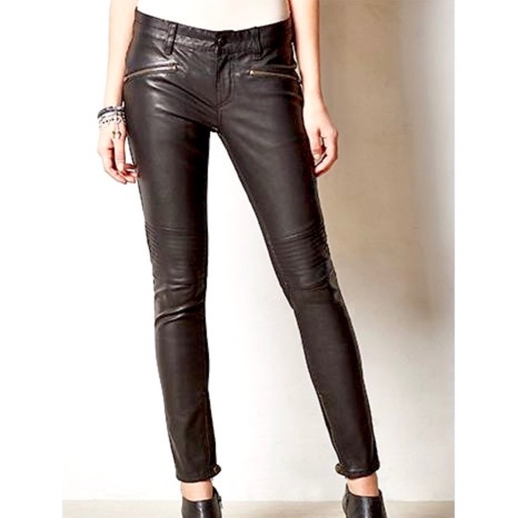 Anthropologie Pants - Anthropologie Pilcro and the Letterpress Black Faux Leather Leggings Moto Pants